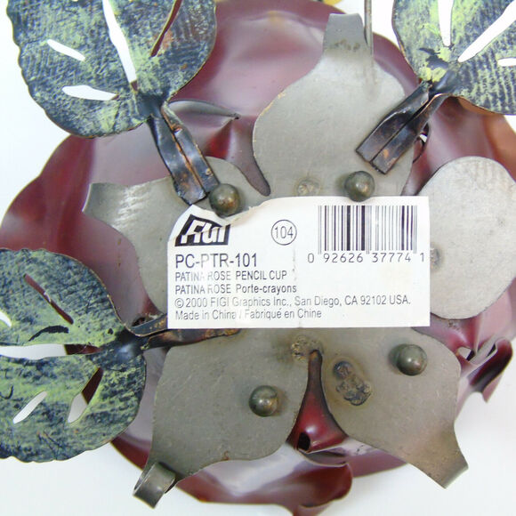 Metal 5" Red Rose Flower CANDLE HOLDER Votive Tealight Decor Brass Butterfly NWT - Picture 4 of 6